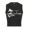 Women's Guitar Print Ribbed Tank Top