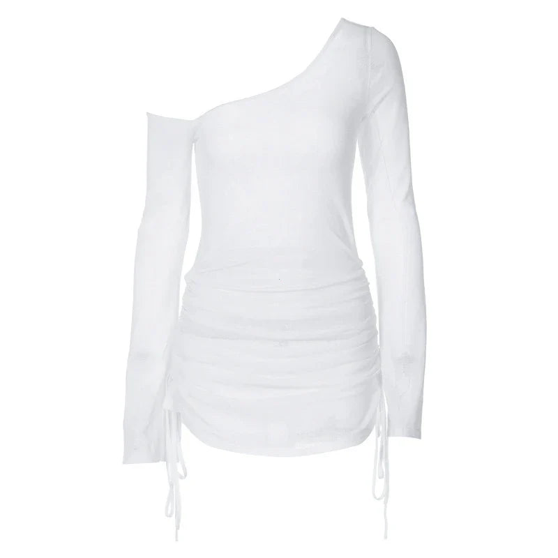 Sexy See-Through Lace-Up Drawstring Mini Dress | Women's Club Dress