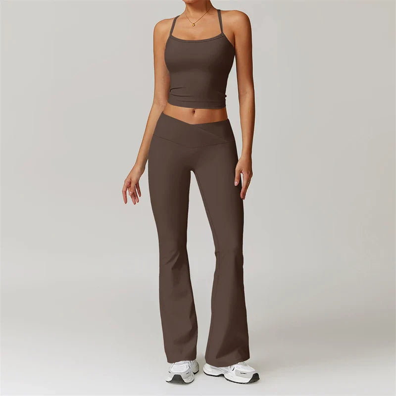 2-Piece Sports Bra & Leggings Set | Women's Push Up Gym Yoga Workout Suit