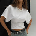 Fashion Casual Solid Gray Cropped T-shirt 2026 Woman Clothes O-neck Corset Tops Streetwear Girls Spring Summer Short Tee Shirts