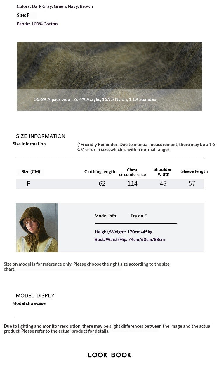 Autumn new casual polo collar high proportion alpaca hair versatile contrasting striped sweater