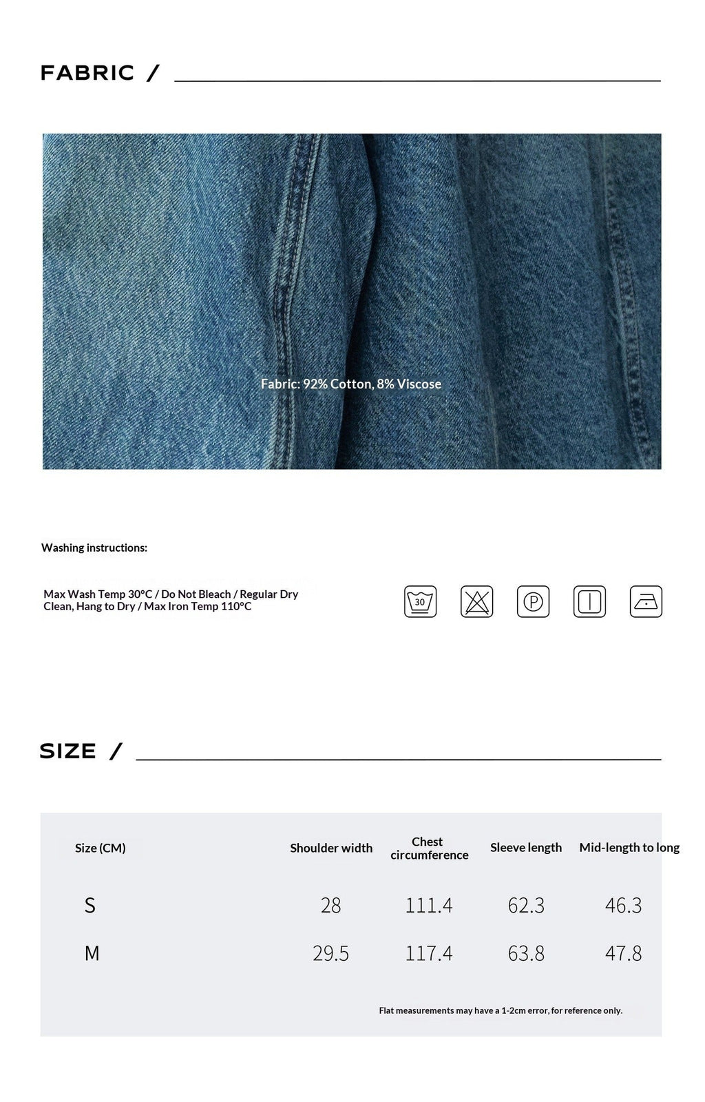 Autumn new retro nostalgia front shoulder truncated washed denim jacket