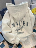 Women's Letter Malibu Turtle Cartoon Pattern Print Fashion Hooded Sweatshirt Long Sleeve
