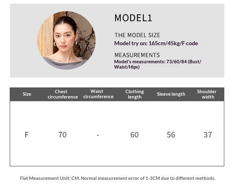 Design contrasting slanted shoulder knitted sweater spring irregular lyocell slim top