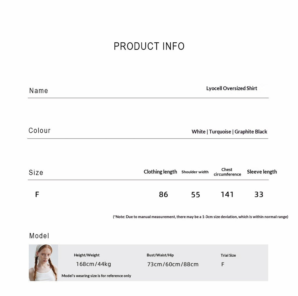 Summer new casual lapel Lyocell single-breasted pocket loose large silhouette shirt